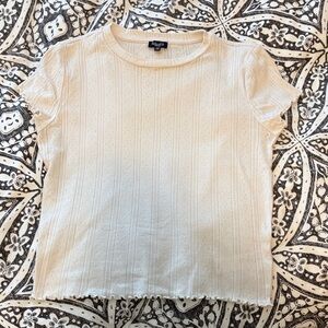 Splendid Cream Short Sleeve Ribbed Knit Tee